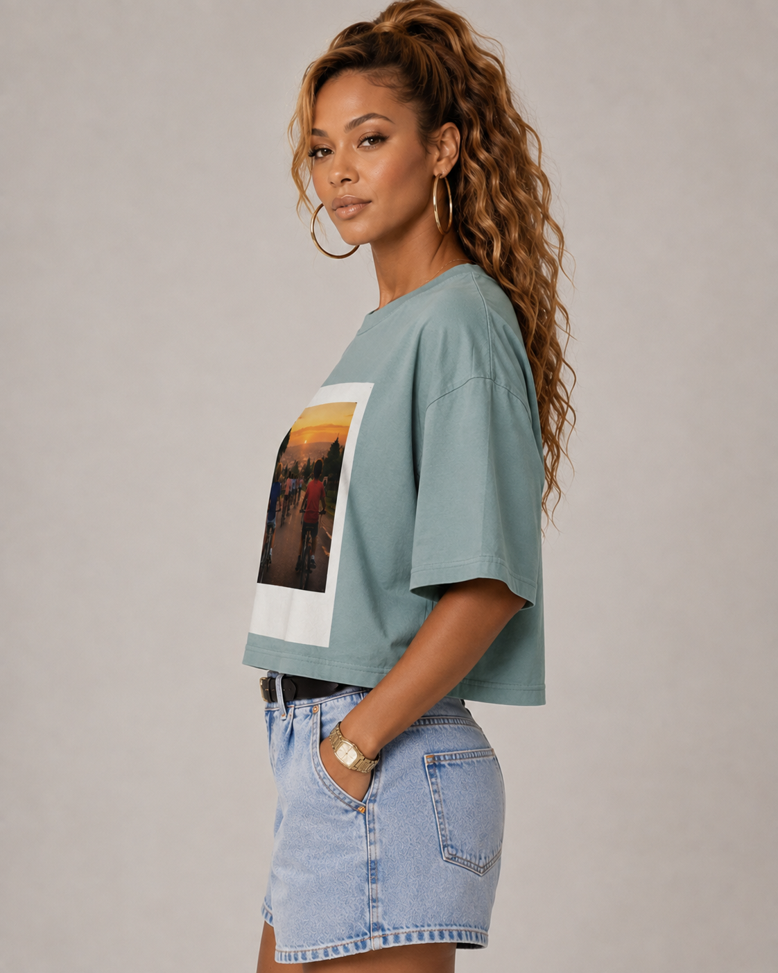 OPULENT AVENUE — Golden Hour Memories Crop Tee