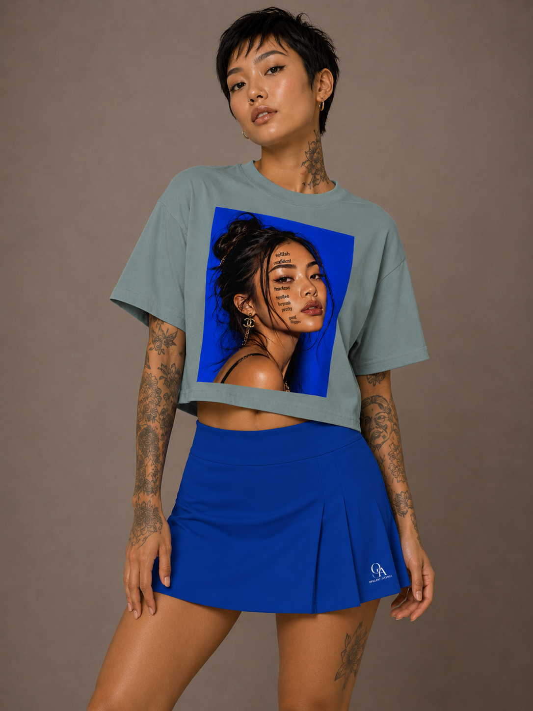 Opulent Avenue “Unapologetic” Mineral Crop Tee