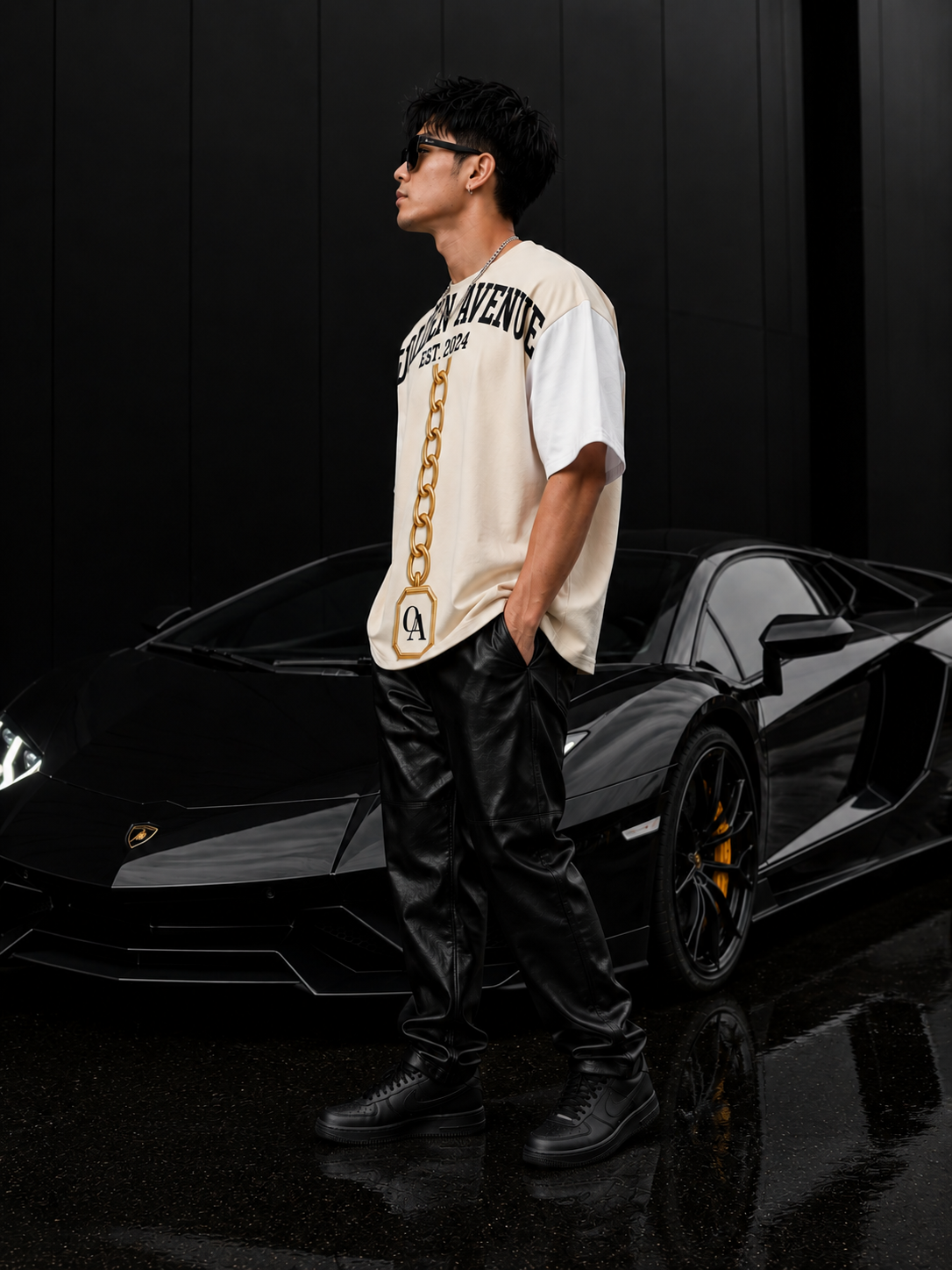 Opulent Avenue Signature Gold Chain Oversized Tee