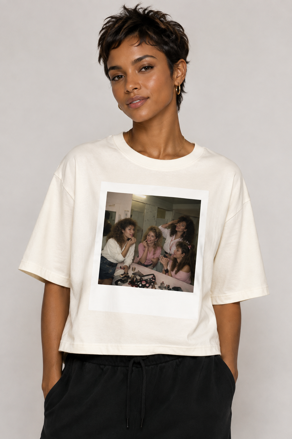 Opulent Avenue After Hours Oversized Tee – Cream