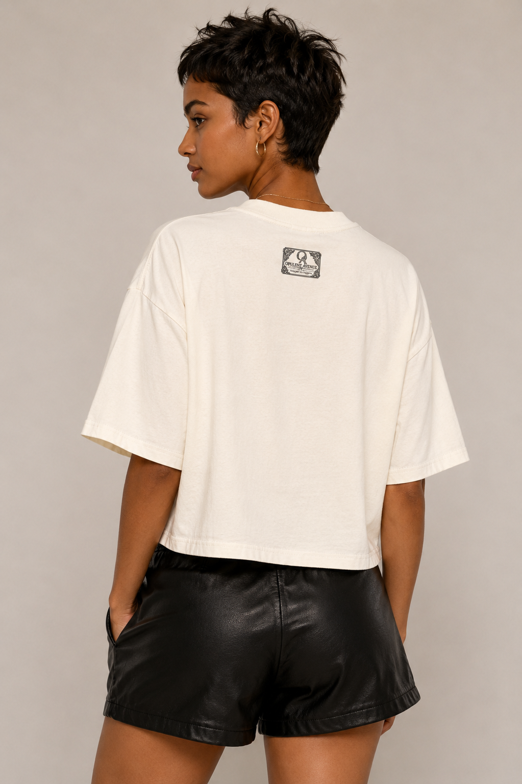 Opulent Avenue After Hours Oversized Tee – Cream