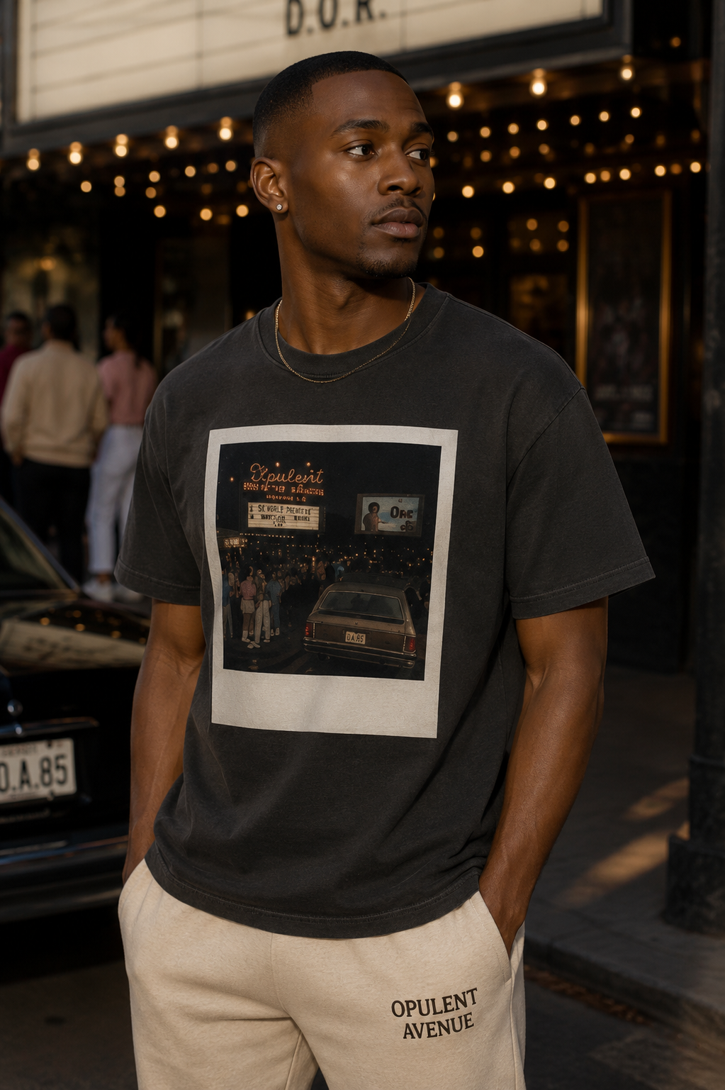 Opulent Avenue After Dark ’85 Oversized Tee — Washed Black