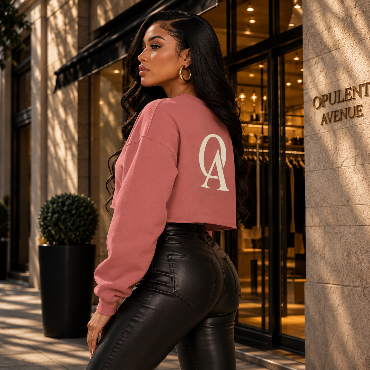 OA Signature Cropped Crewneck – Black & Cream