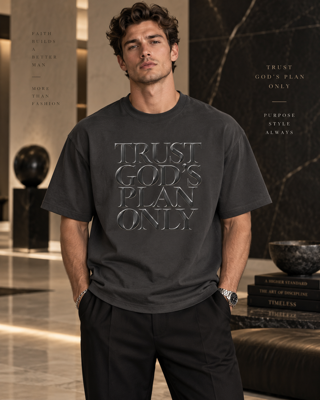 TRUST GOD’S PLAN ONLY OVERSIZED TEE — STONE