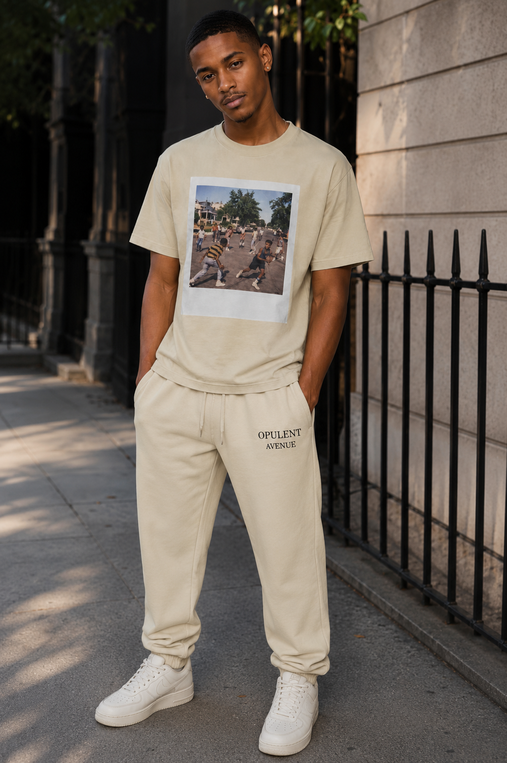 Opulent Avenue “Summer Run” Oversized Tee – Cream