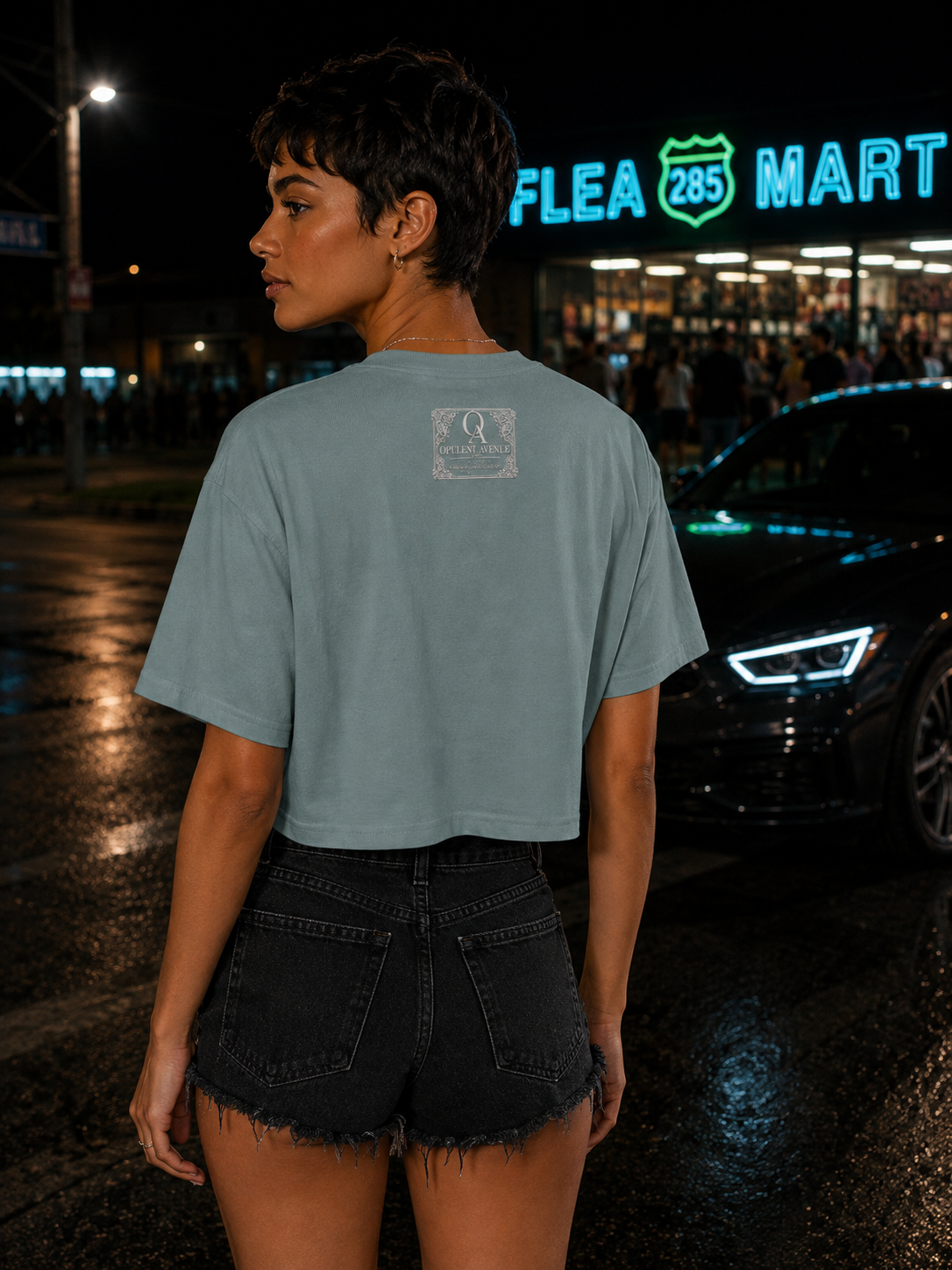 Flea 285 Mart Women’s Crop Tee – Sage