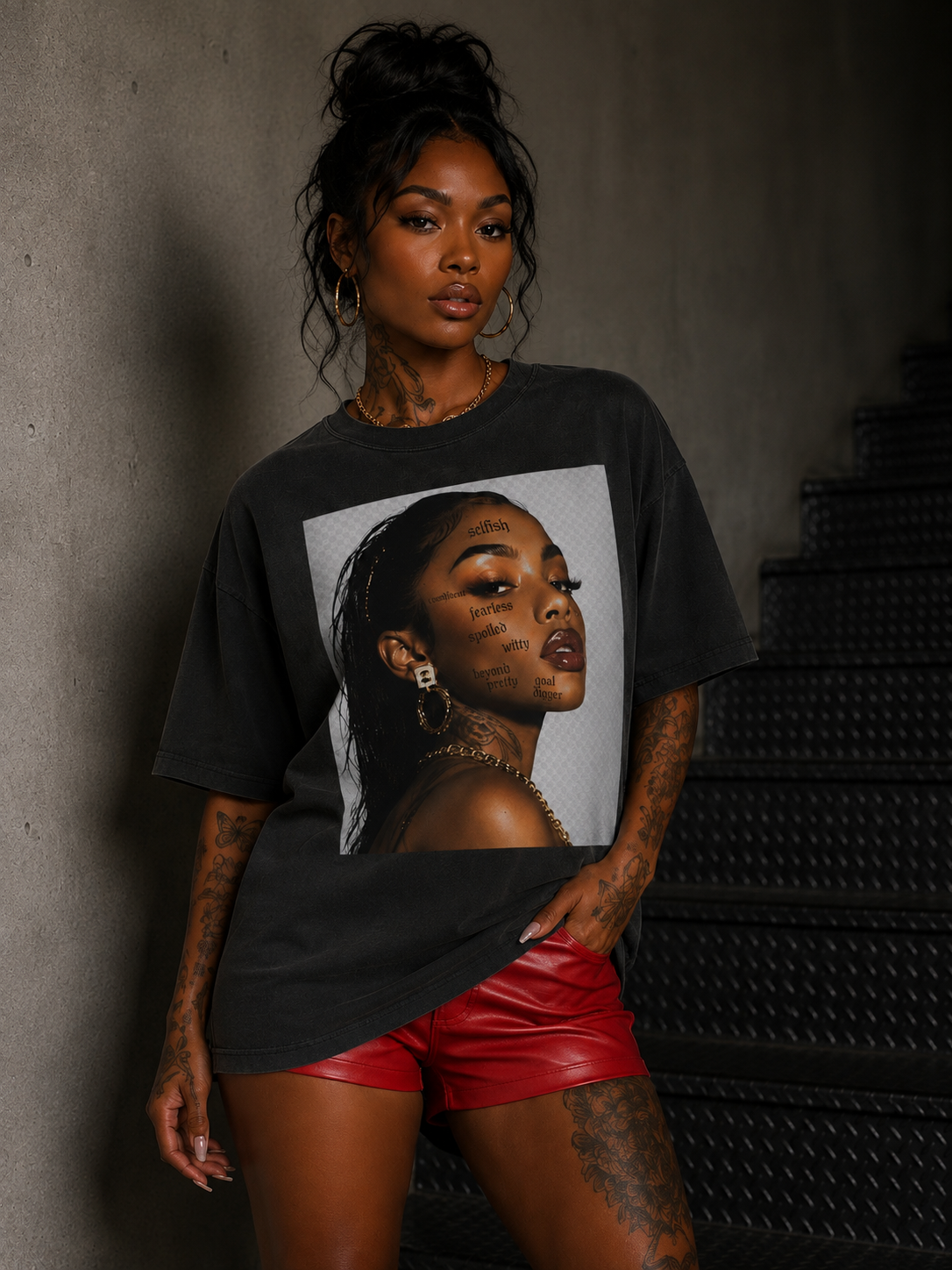 Opulent Avenue “Goal Digger” Oversized Graphic Tee — Faded Black