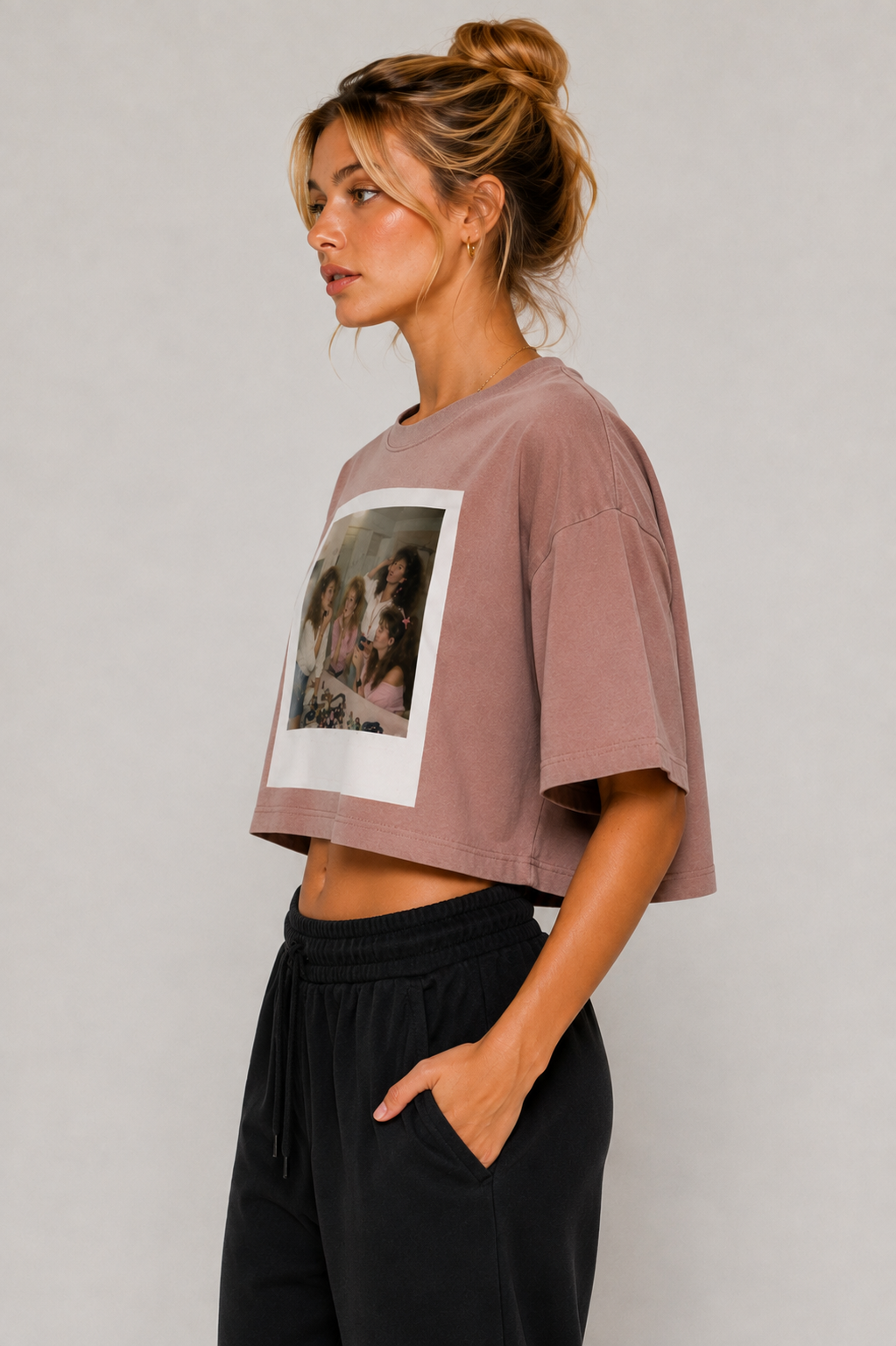 Opulent Avenue After Hours ’84 Oversized Crop Tee — Dusty Rose