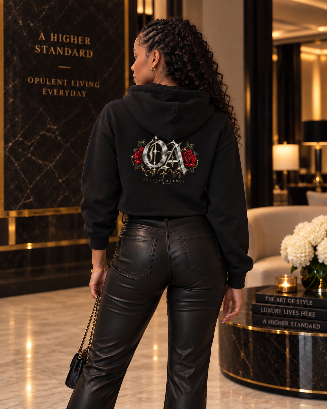 Crimson Rose Gothic Cropped Hoodie