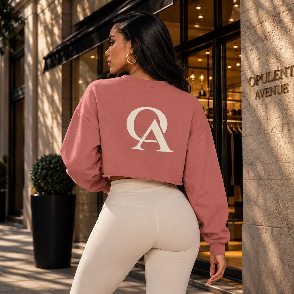 OA Signature Cropped Crewneck – Black & Cream