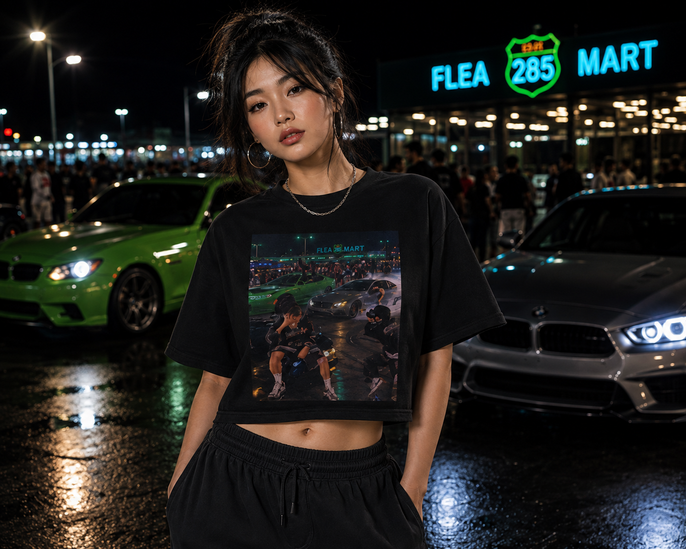 Opulent Avenue 285 After Dark Women’s Oversized Crop Tee