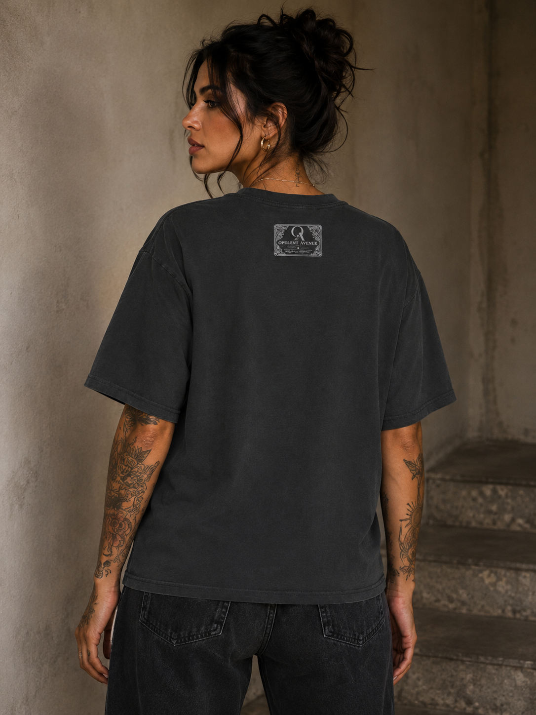 Opulent Avenue “Unapologetic” Oversized Faded Tee – Charcoal