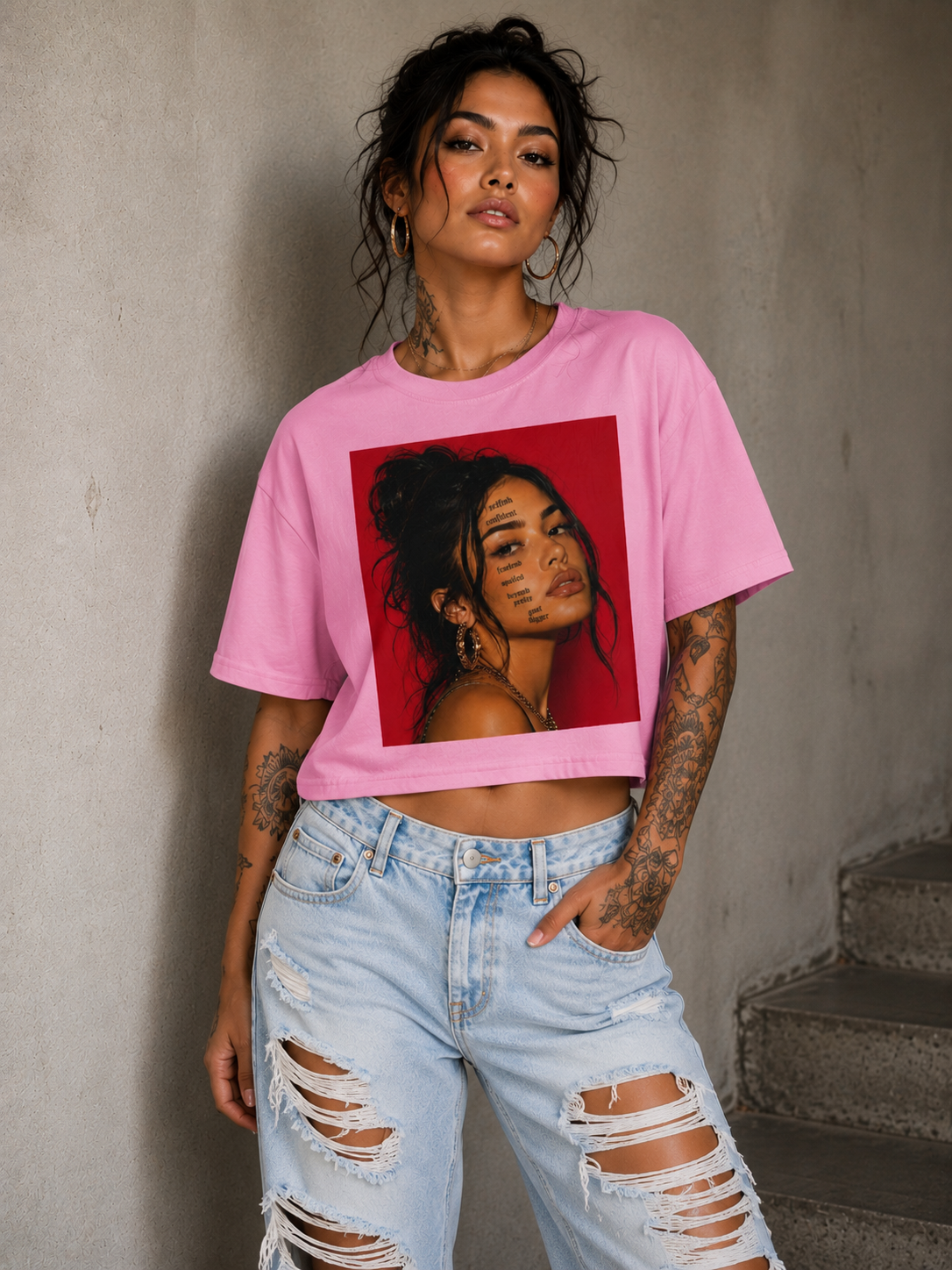 Opulent Avenue “Pretty Dangerous” Portrait Crop Tee — Bubblegum Pink