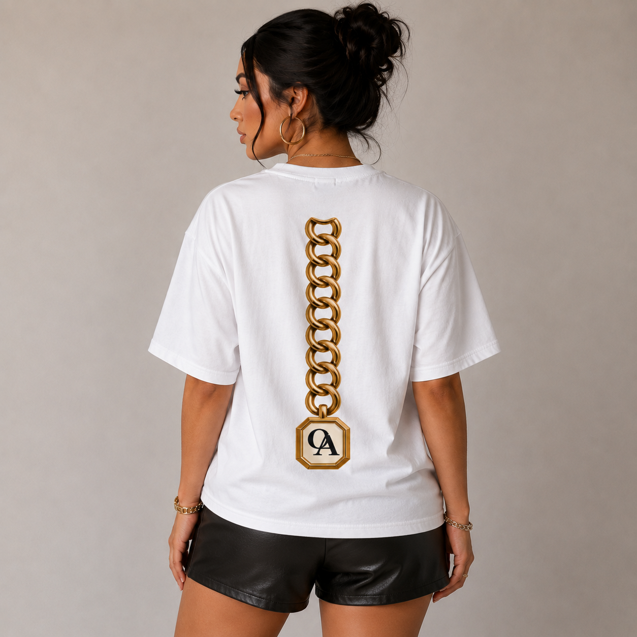 Opulent Avenue Signature Gold Chain Oversized Tee