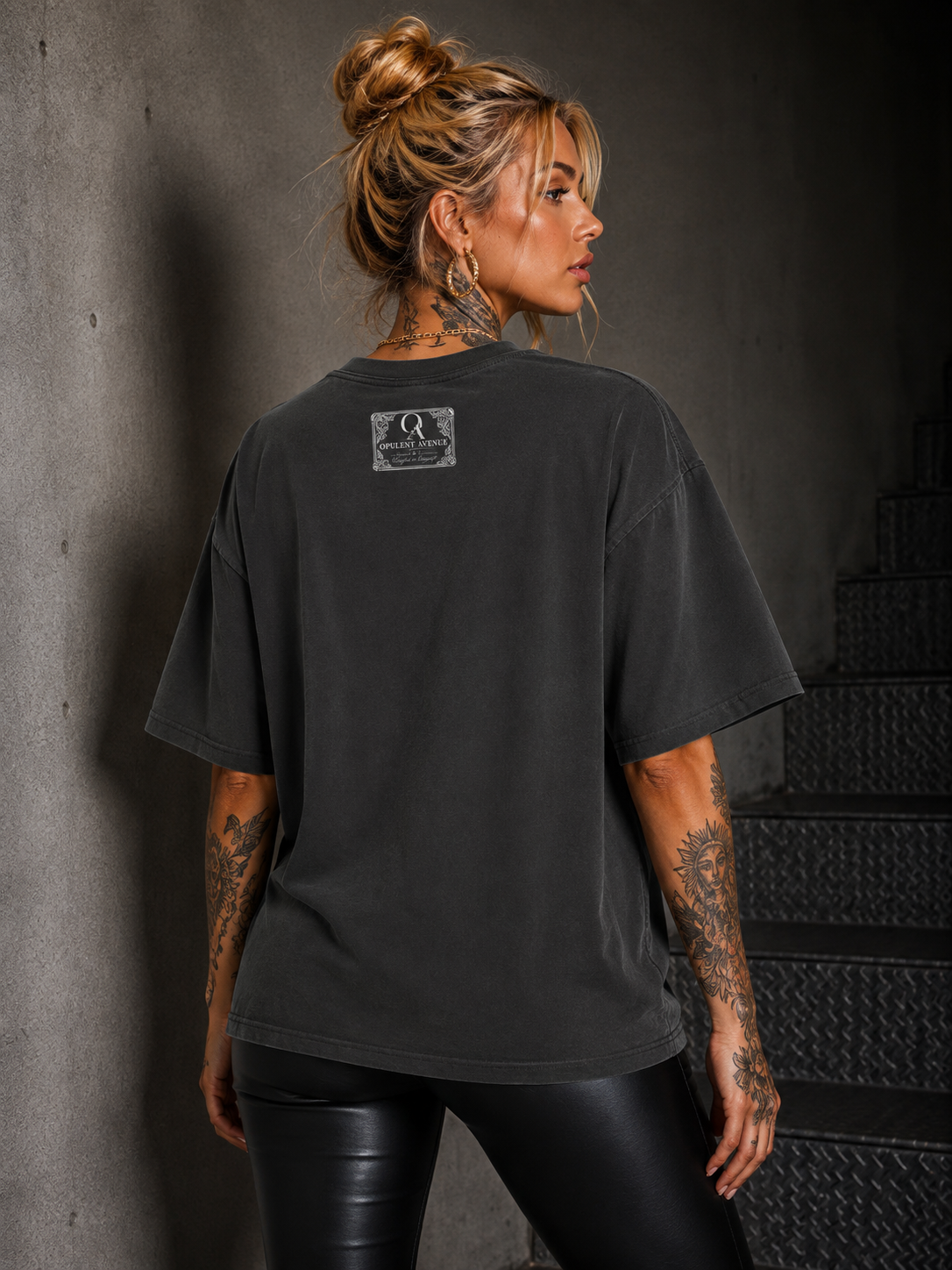 Opulent Avenue “Unapologetic” Oversized Faded Tee – Charcoal