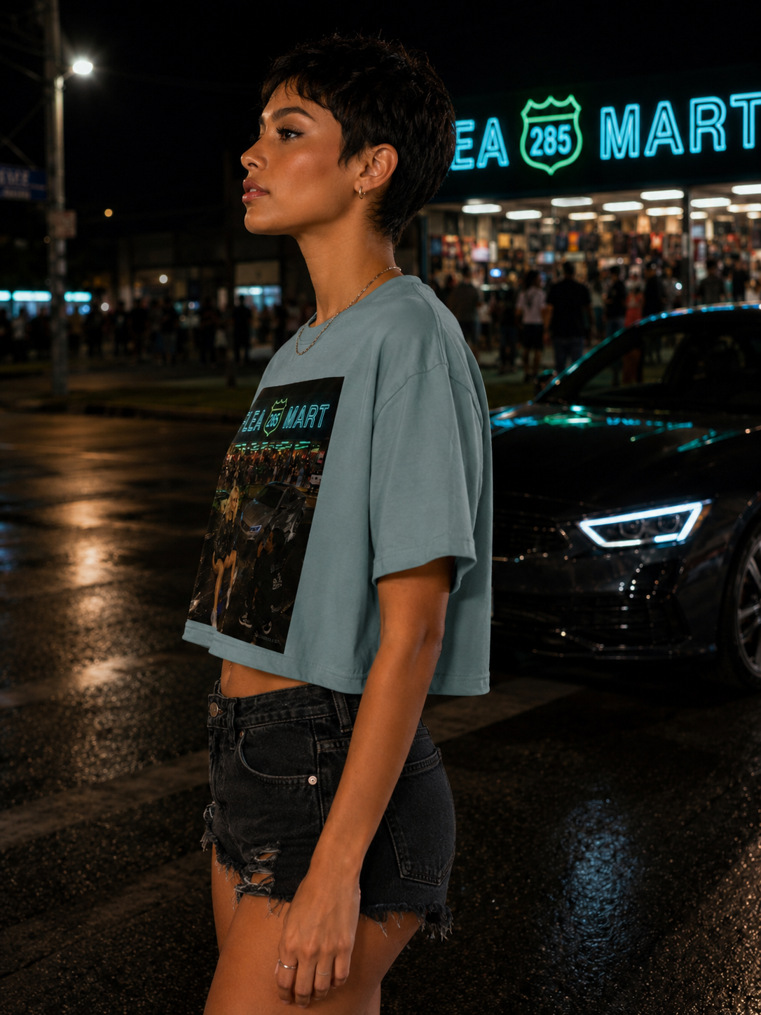 Flea 285 Mart Women’s Crop Tee – Sage