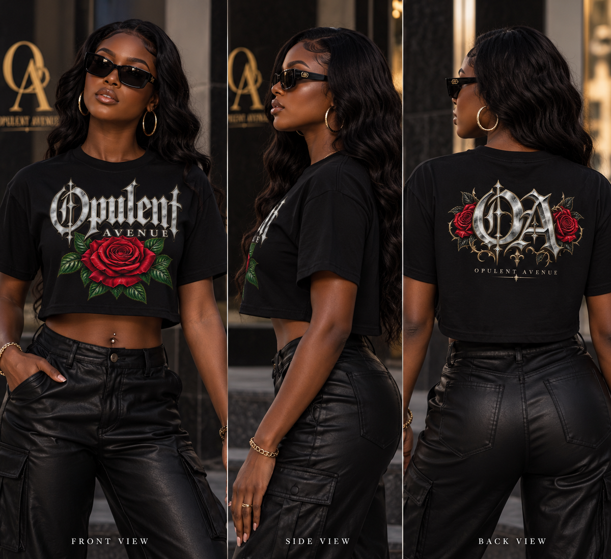 Crimson Rose Gothic Crop Tee