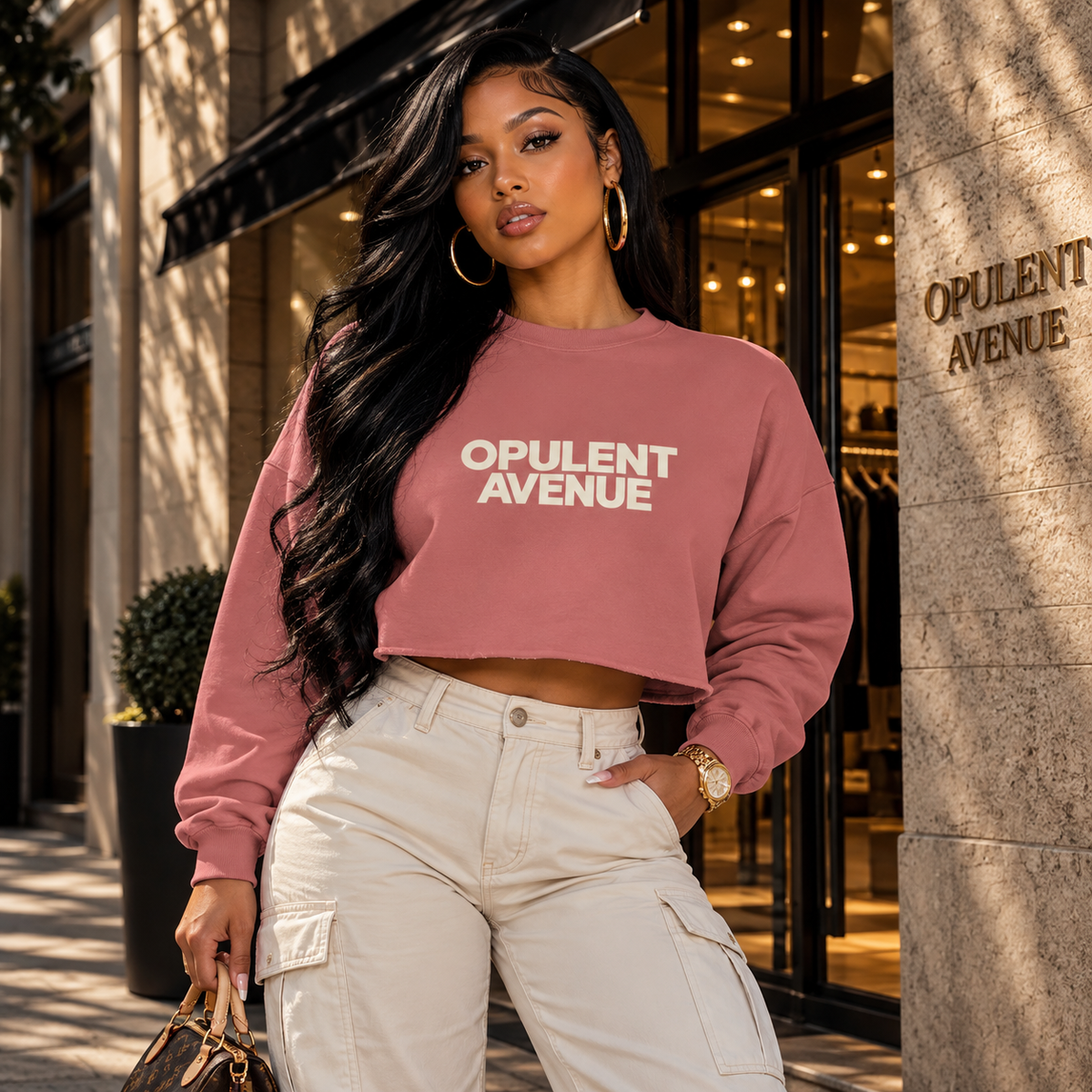 OA Signature Cropped Crewneck – Black & Cream