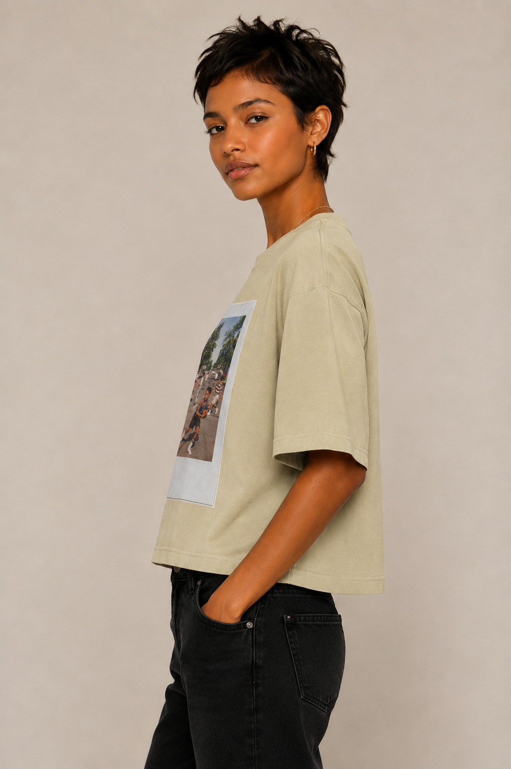 Opulent Avenue “Summer Run” Oversized Tee – Cream