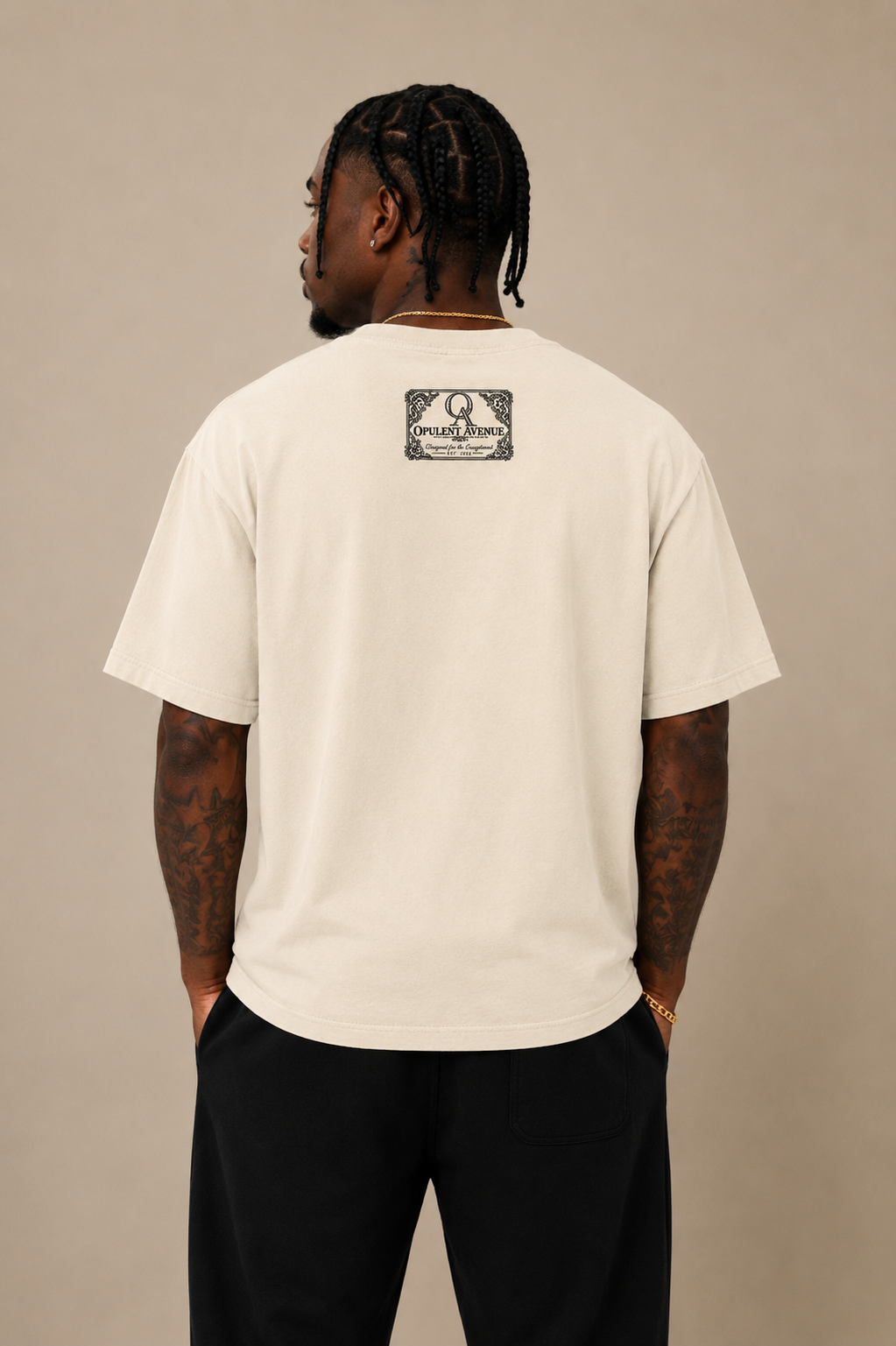 Opulent Avenue Signature Essential Tee — Cream