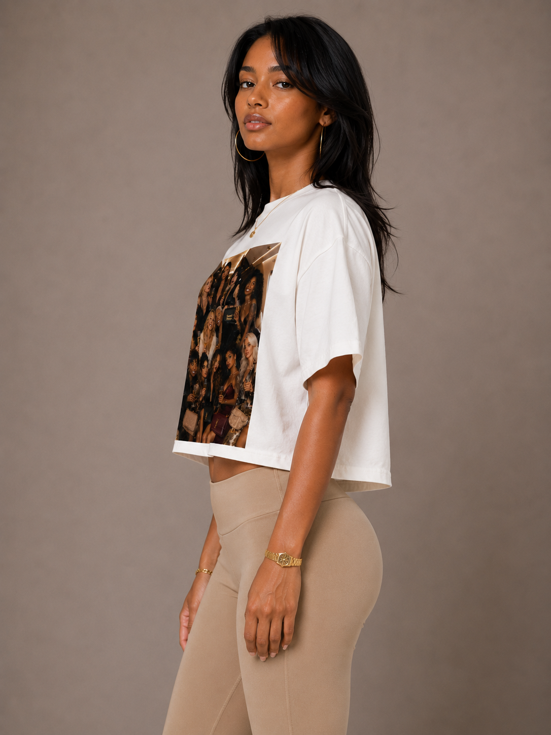 Opulent Avenue Private Society Women’s Crop Tee – Ecru