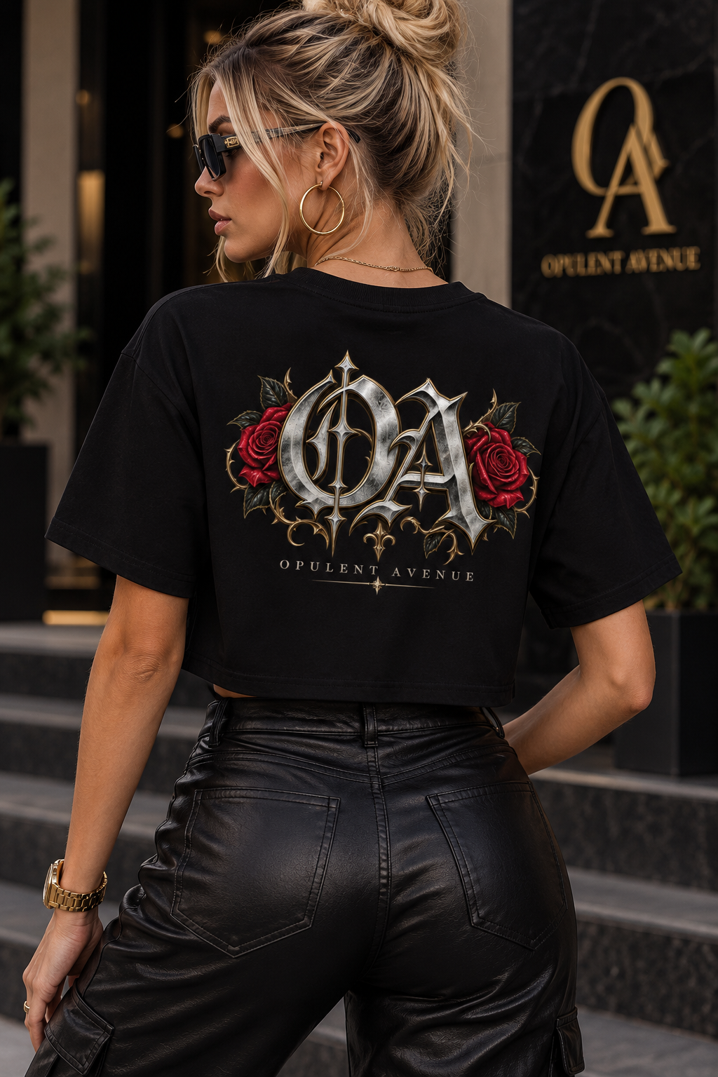 Crimson Rose Gothic Crop Tee