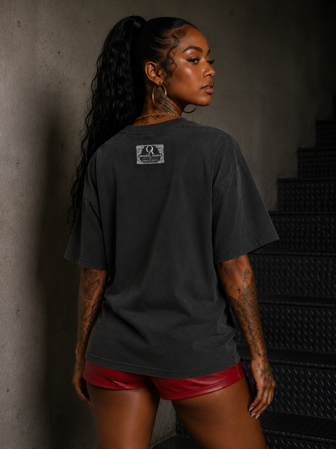 Opulent Avenue “Goal Digger” Oversized Graphic Tee — Faded Black