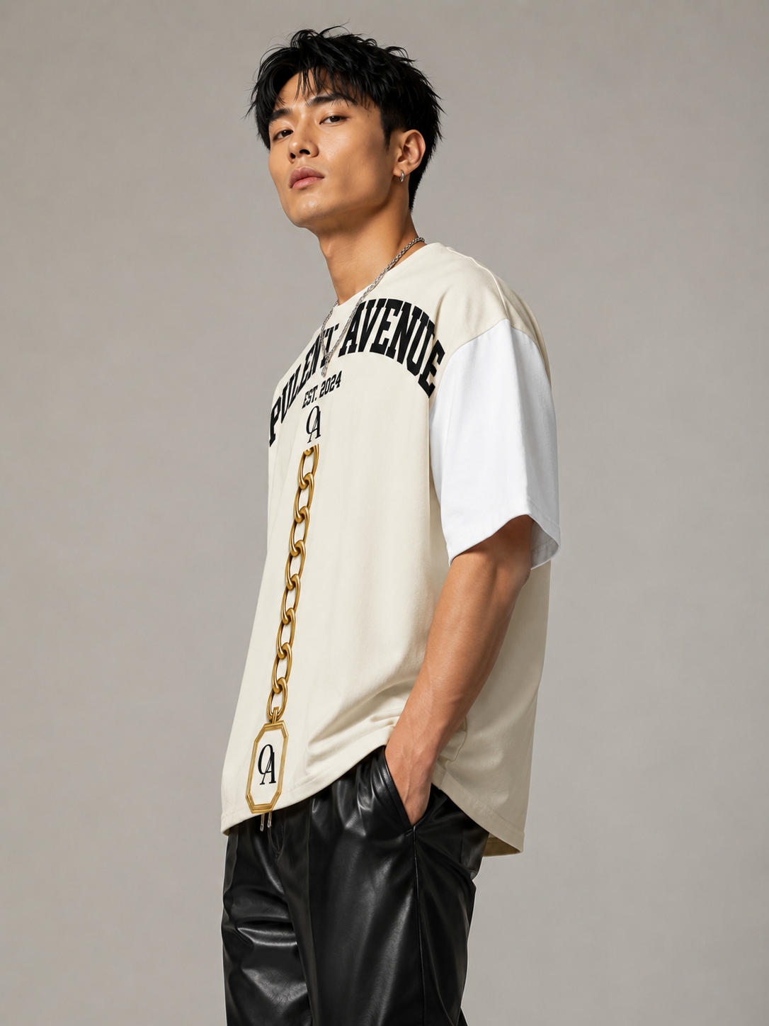 Opulent Avenue Signature Gold Chain Oversized Tee